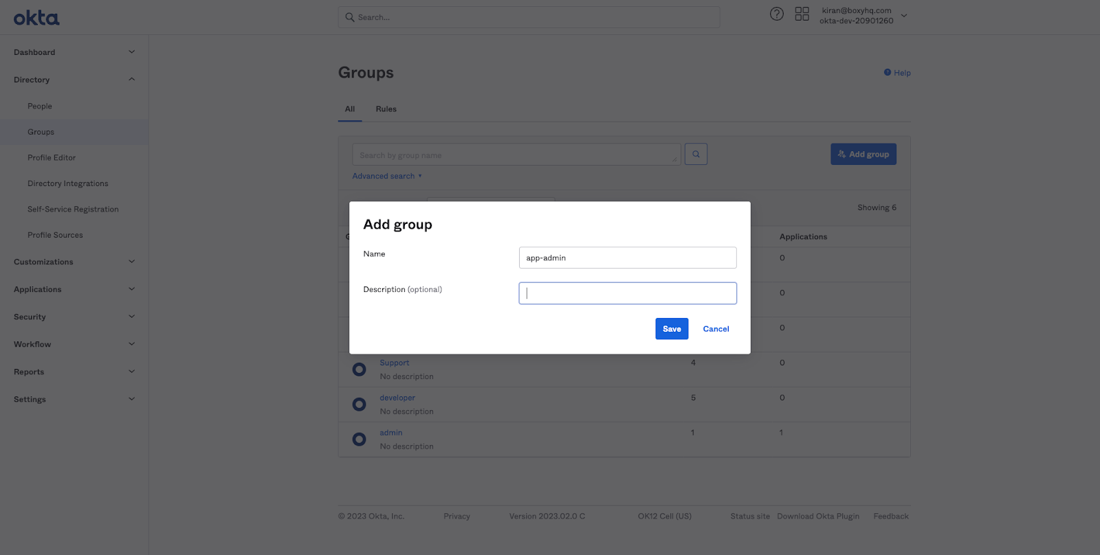 create okta group